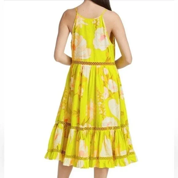 Farm Rio Women’s Neon Garden‎ Cotton Midi Dress - Size Small